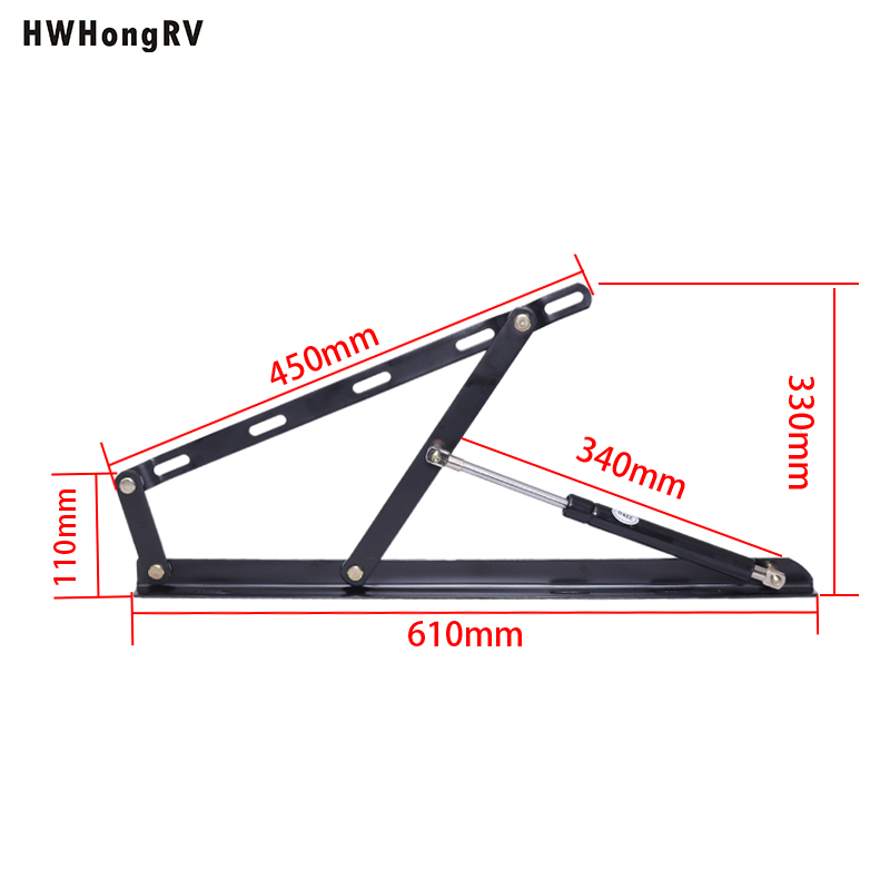 Motorhome Caravan Cabinet Hinge Trailer Door Hinge For Campervan Bed Support Hinge With Damping - Color: Black