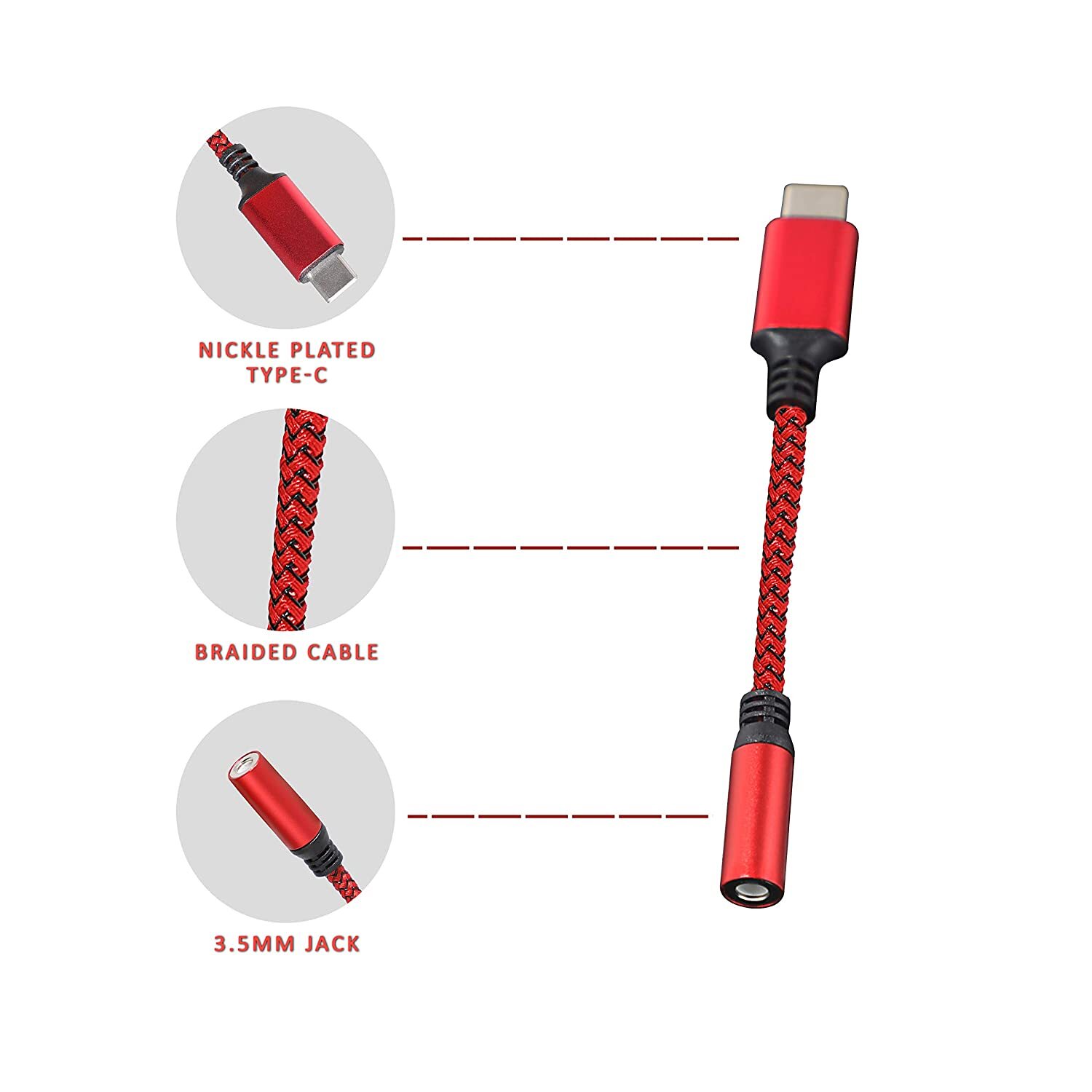 Type C To 3.5mm Converter Audio Jack Adapter Cable