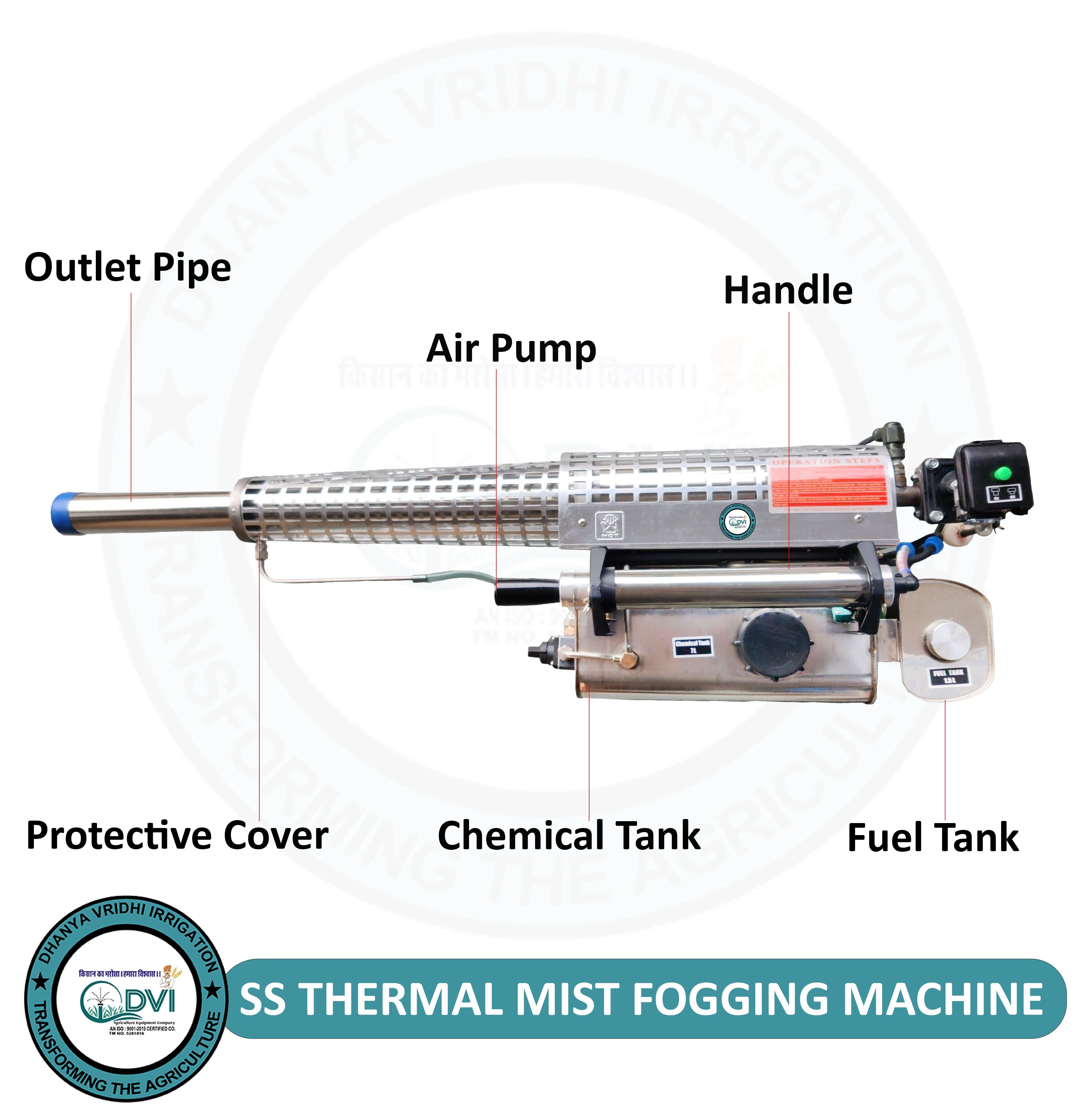 Dvi Stainless Steel High Power Thermal Fogging Machine - 1050x310x260 Mm | Push Button Start, 2 In 1 Self Start, Ideal For Pest Control In Agriculture, Offices & Schools
