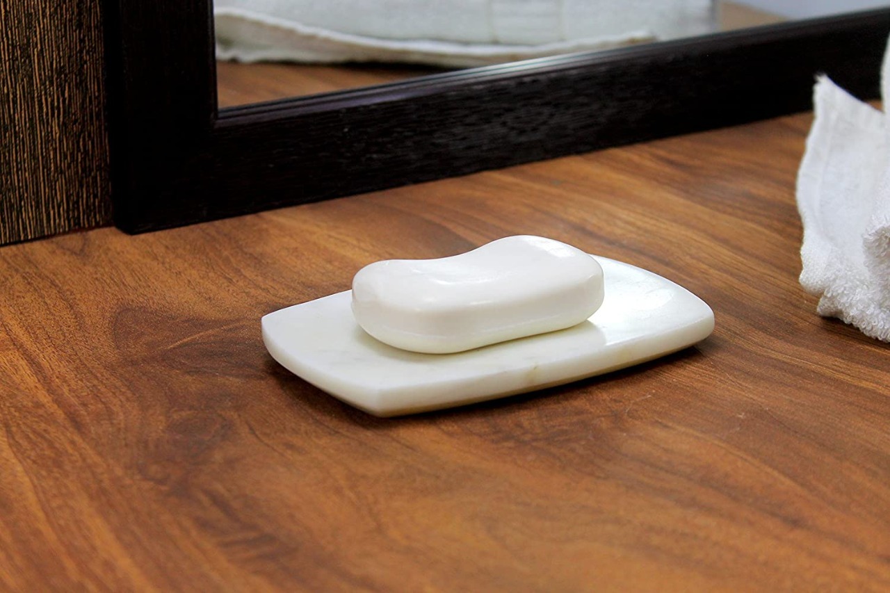 Marble Soap Dice Stand - 5x5x2 Inches | Handmade, Multicolor Design, Solid Wood Base