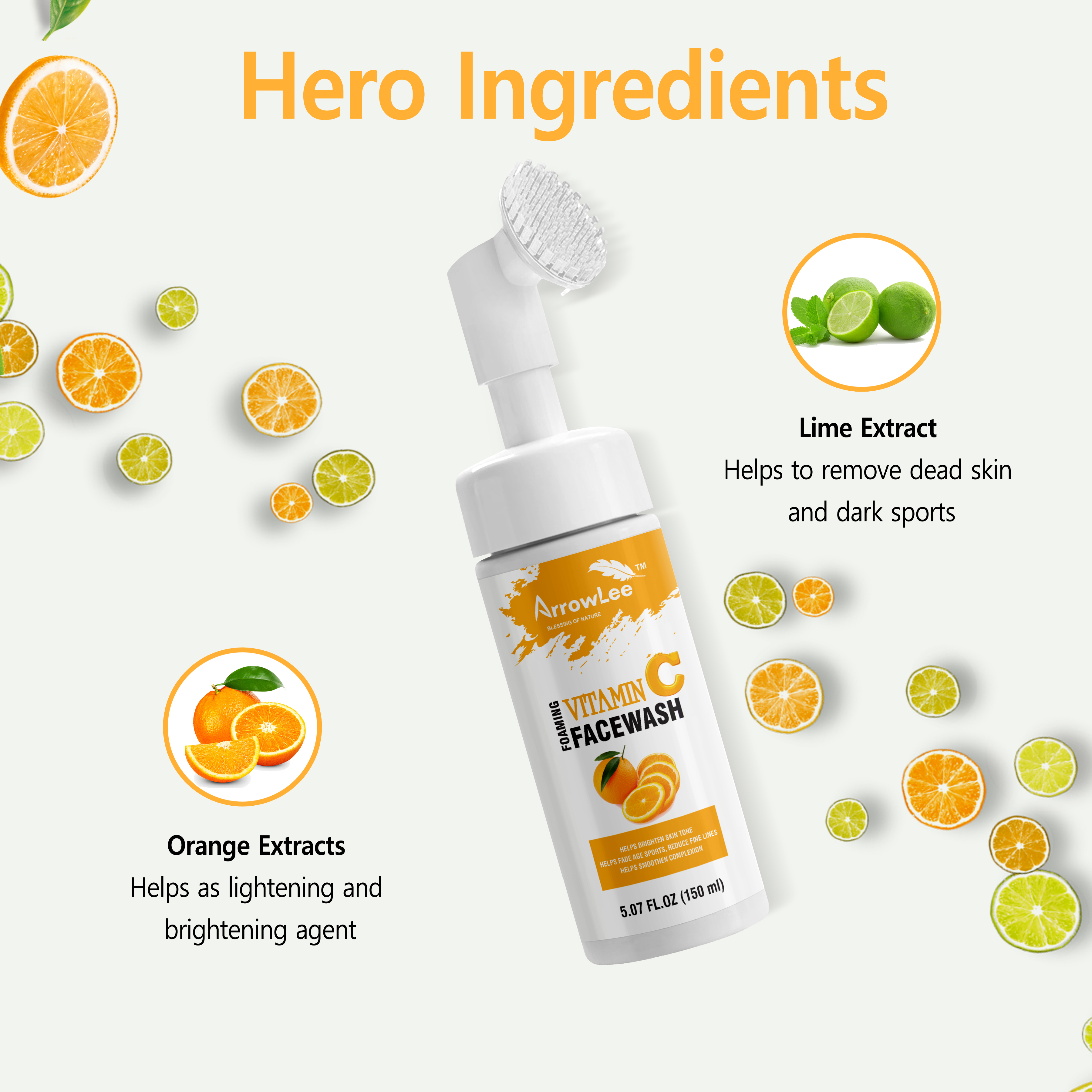 Vitamin C Foaming Face Wash - Natural & Ayurvedic Ingredients, For All Skin Types, Purifies & Brightens Skin, 24-month Shelf Life