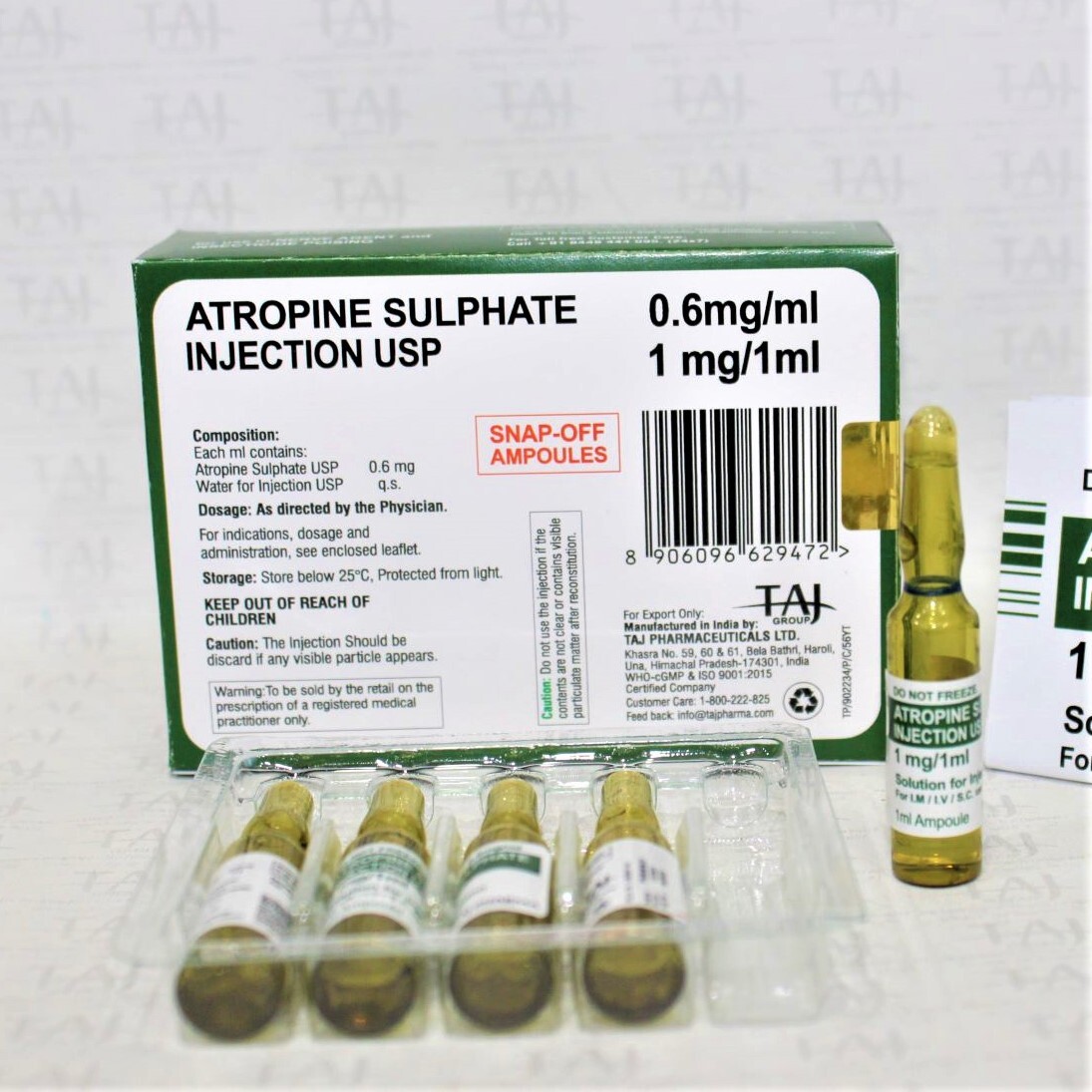 Atropine Sulfate Injection Usp - 1mg/ml Liquid Injection, Antidote For Poisoning, Anti-sialagogue, Gmp Certified Quality