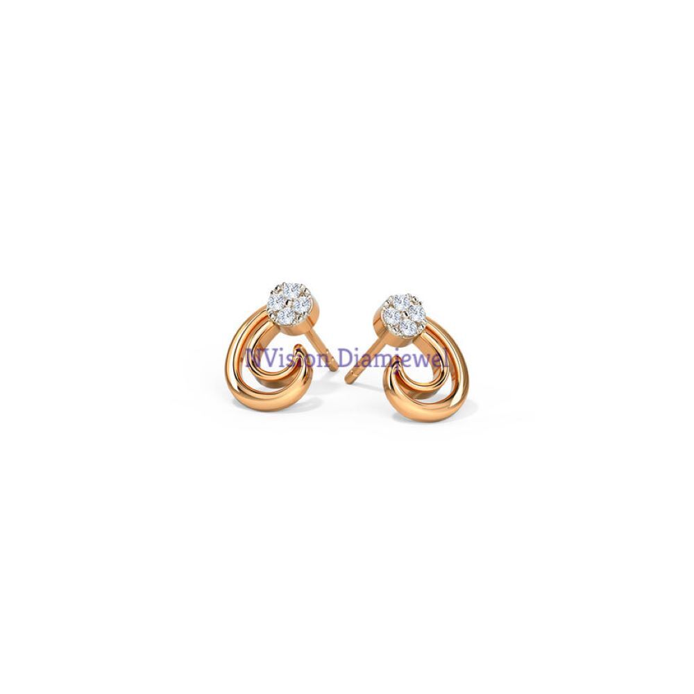 Dual Encircled Diamond Tops Earring Diamond Carat Weight: 0.10 Carat