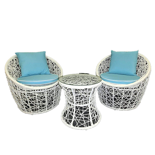 पॉलिश व्हाइट स्पाइडर क्राफ्ट D15 आउटडोर रतन चेयर सेट