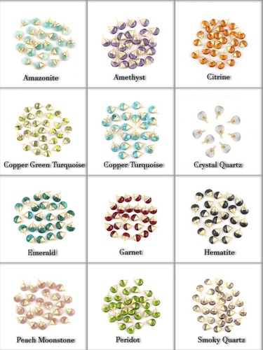 पीयर ड्रॉप वायर रैप्ड फेसेटेड जेमस्टोन पेंडेंट- गोल्ड प्लेटेड हैंडमेड पेंडेंट साइज़: स्टोन साइज़ 8x12mm