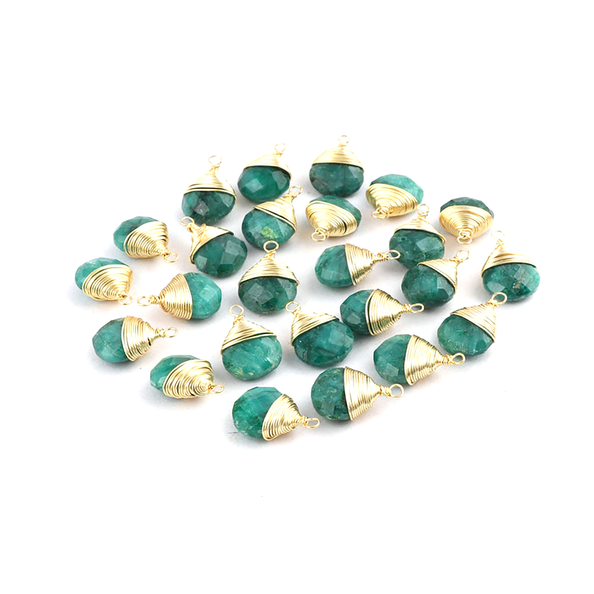 Pear Drop Wire Wrapped Faceted Gemstone Pendant- Gold Plated Handmade Pendant Size: Stone Size 8x12mm