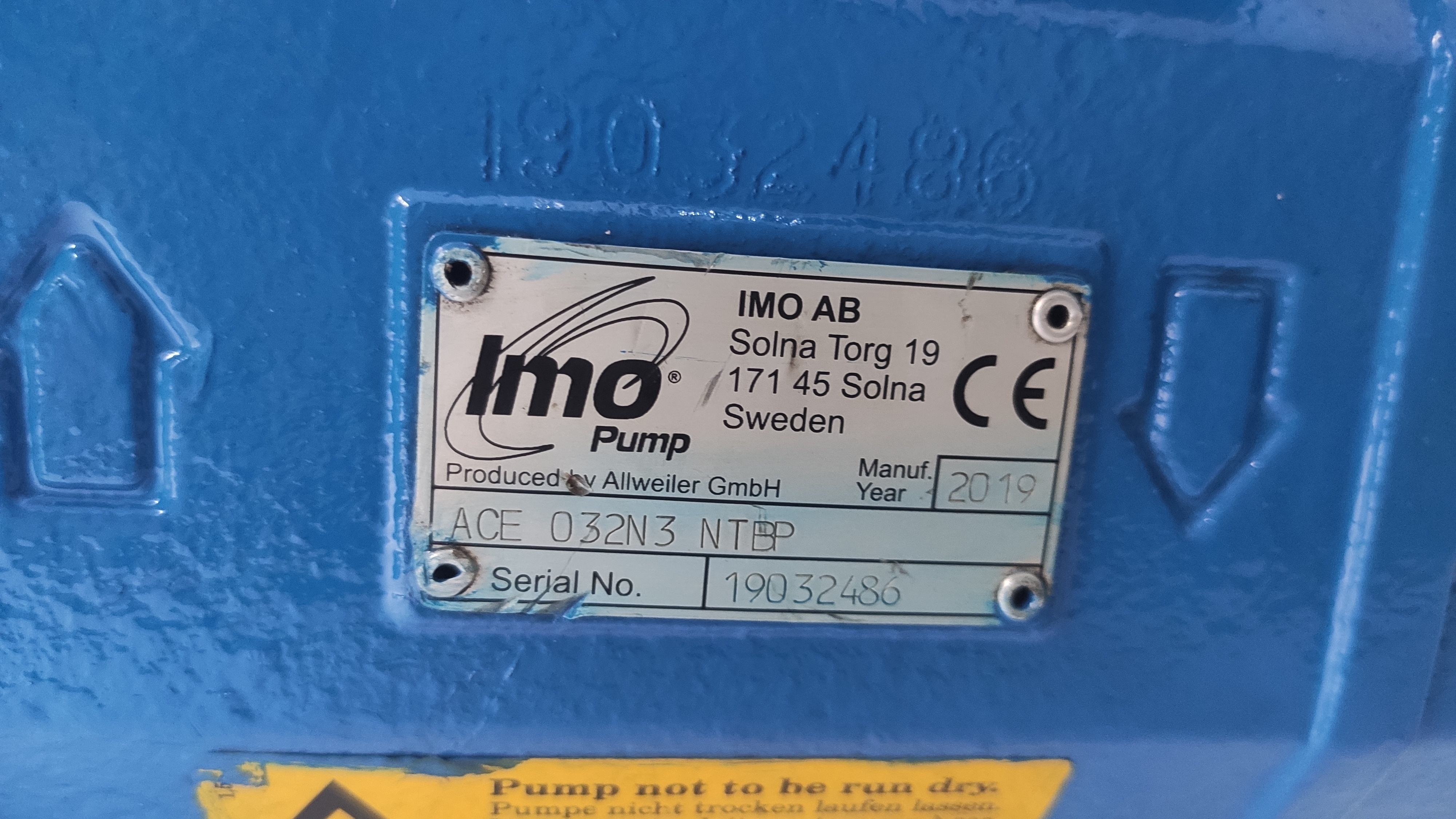 Imo Pump Ace 032n3 Ntbp 2019 - Screw Pump, 16 Bar Pressure, 10-180 L/min Flow Volume | New Surplus, High Pressure System, Innovative Design