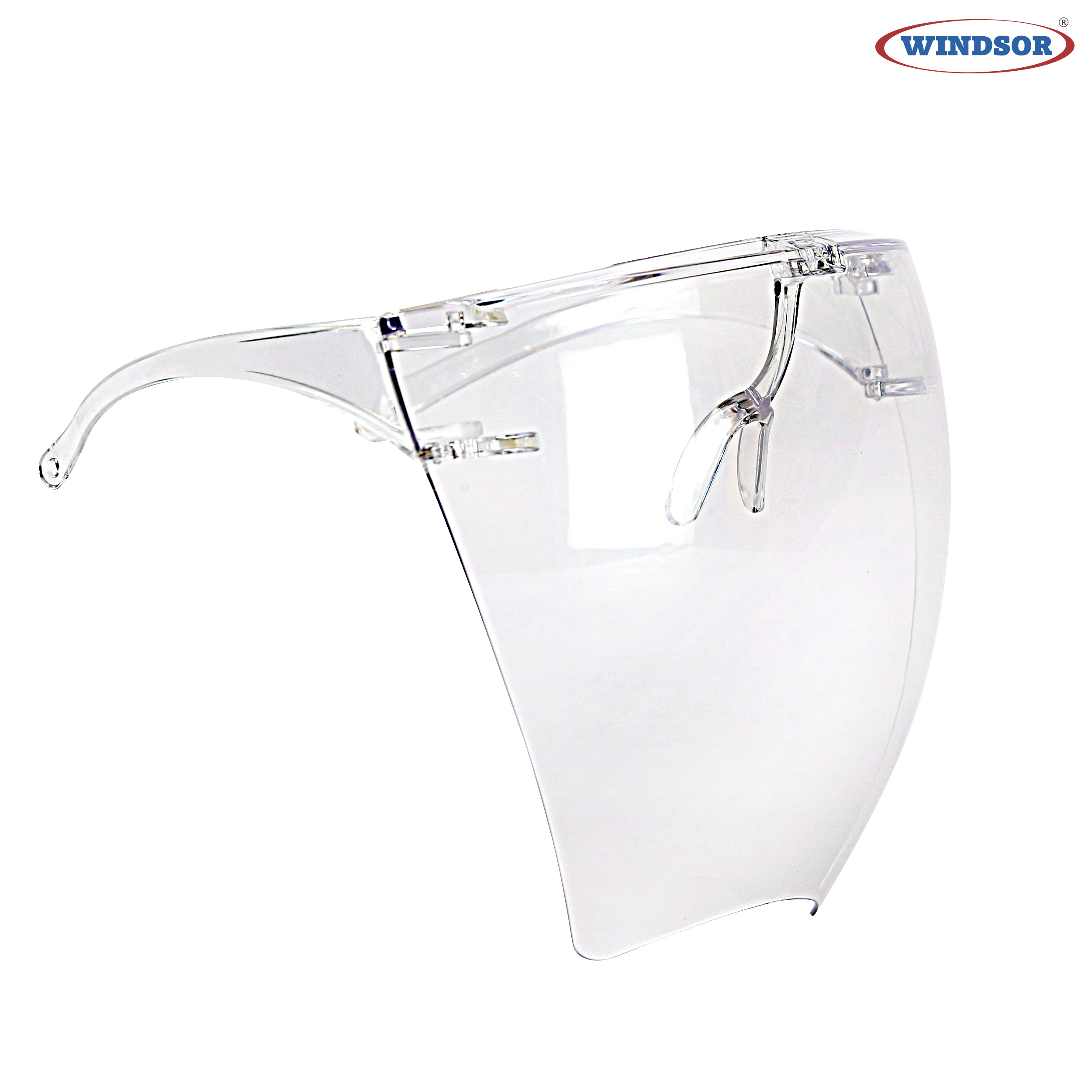 Windsor Goggle Face Shields With Nose Pad Unisex Fashion Wear - Polycarbonate, 6x6.5 Inch, Transparent | 100 Pcs, Lightweight At 100 Grams