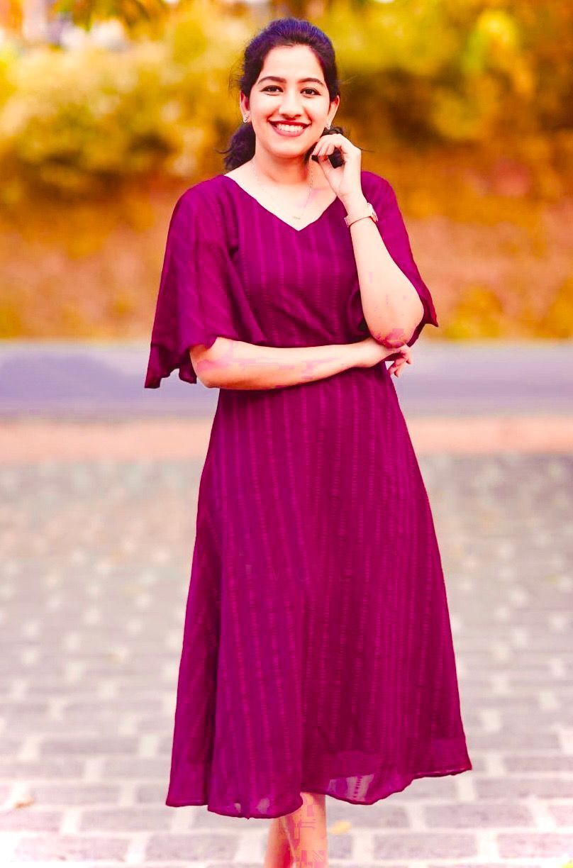 Women A-line Butterfly Sleeves Midi Kurtis...