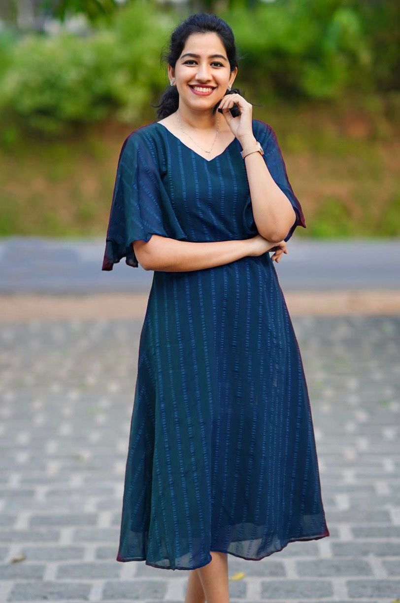 Women A-line Butterfly Sleeves Midi Kurtis...