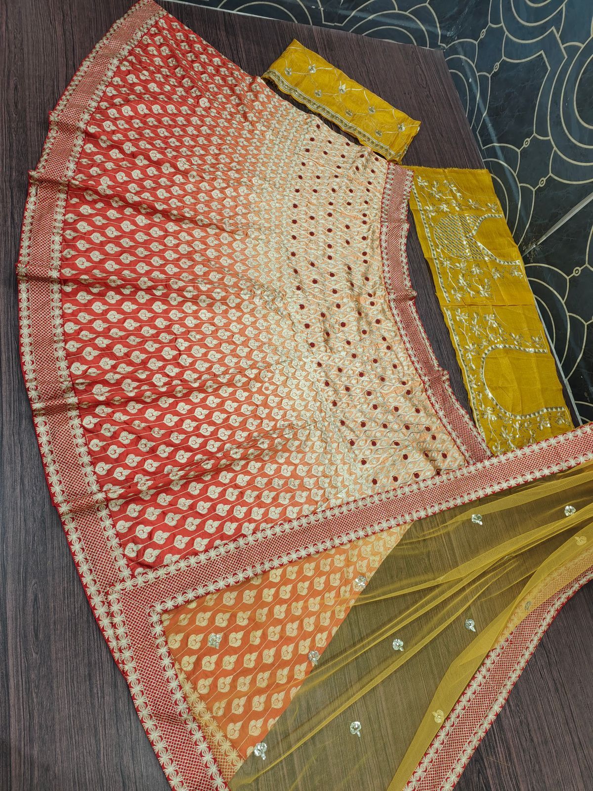 Designer Bridal Wear Silk Heavy Work Lehengas With Dupatta - Silk, Customizable Size, Red | Bridal Wear, Elegant Design, Intricate Work, Stunning Look