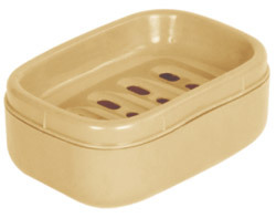 Plastic Soap Dish - Plastic, 4.5 x 3.5 x 1.5 Inches, Beige | Features Drainage Holes, Rectangular Shape, 100 ml Capacity