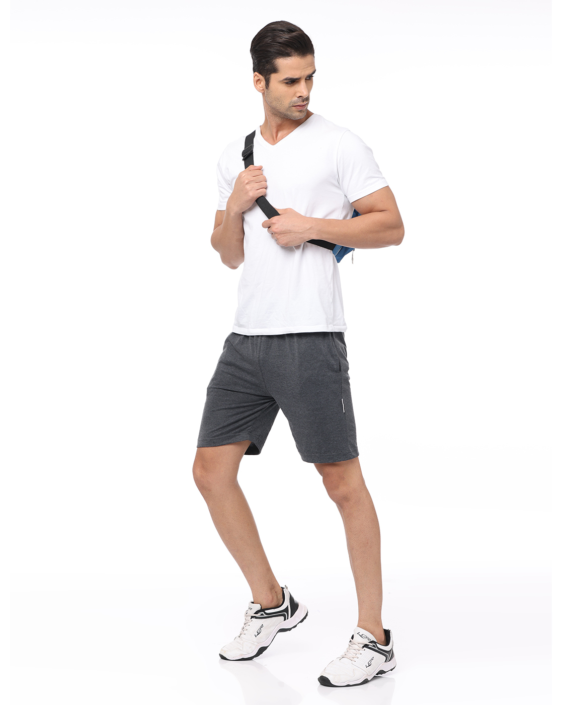 Crepeon Mens - Cotton Shorts | Length: 19 Inch, Waist: 15 Inch, Hip: 19 Inch, Color: White/gray Melange/navy Blue/black, Size: L/m/s/xl