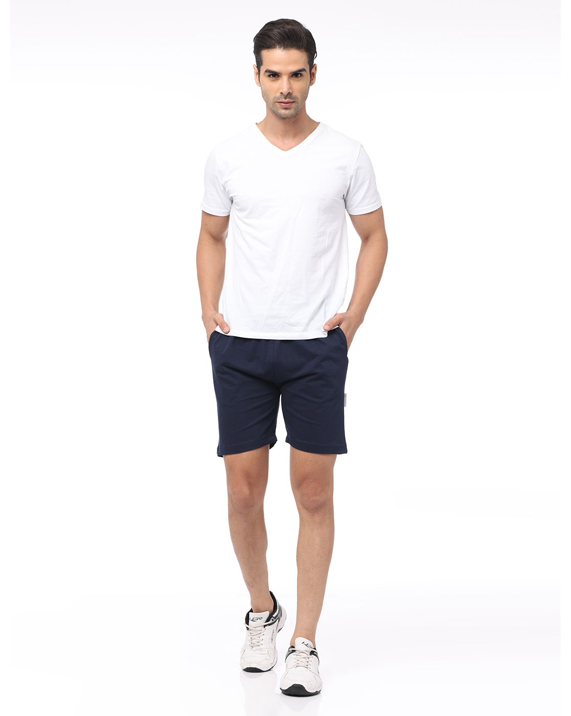 Crepeon Mens - Cotton Shorts | Length: 19 Inch, Waist: 15 Inch, Hip: 19 Inch, Color: White/gray Melange/navy Blue/black, Size: L/m/s/xl