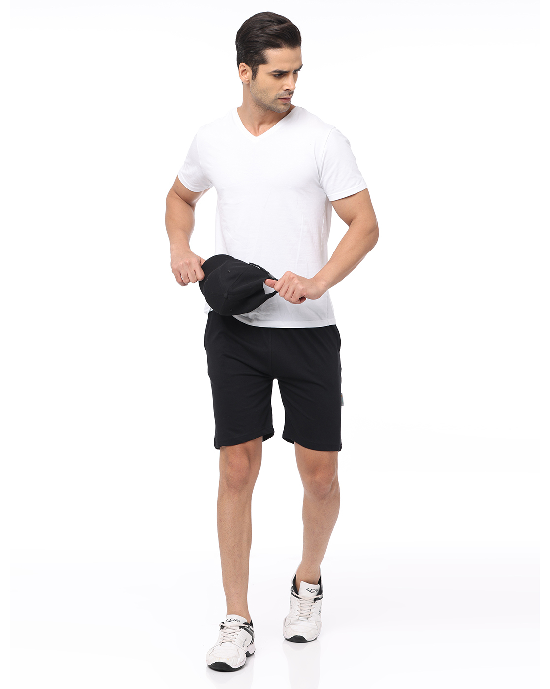 Crepeon Mens - Cotton Shorts | Length: 19 Inch, Waist: 15 Inch, Hip: 19 Inch, Color: White/gray Melange/navy Blue/black, Size: L/m/s/xl