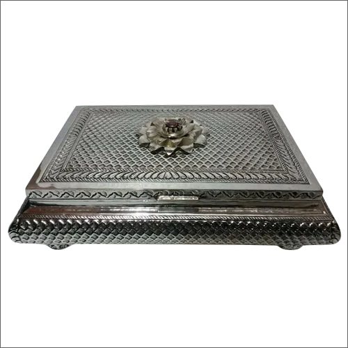 Rectangular Silver Dry Fruit Box - Ethically Crafted, Decorative Carvings, Various Sizes Available | Ideal For Gifting And Home Use