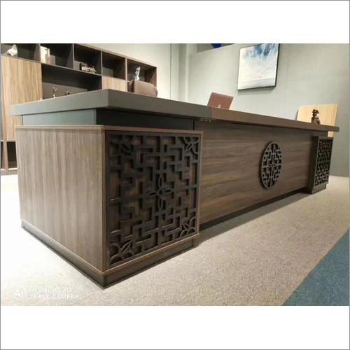 Modern Executive Table - Engineered Wood, L Shaped Design | Durable Matte Finish, Integrated Drawer Storage, Steel Accents