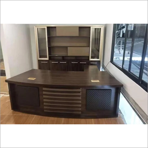 Modern Executive Table - Engineered Wood, L Shaped Design | Durable Matte Finish, Integrated Drawer Storage, Steel Accents