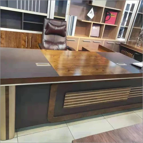 Modern Executive Table - Engineered Wood, L Shaped Design | Durable Matte Finish, Integrated Drawer Storage, Steel Accents