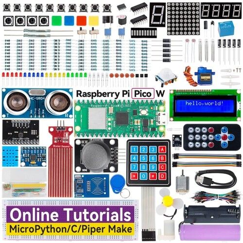 रास्पबेरी पाई पिको डब्ल्यू अल्टीमेट स्टार्टर किट 450 और अधिक आइटम