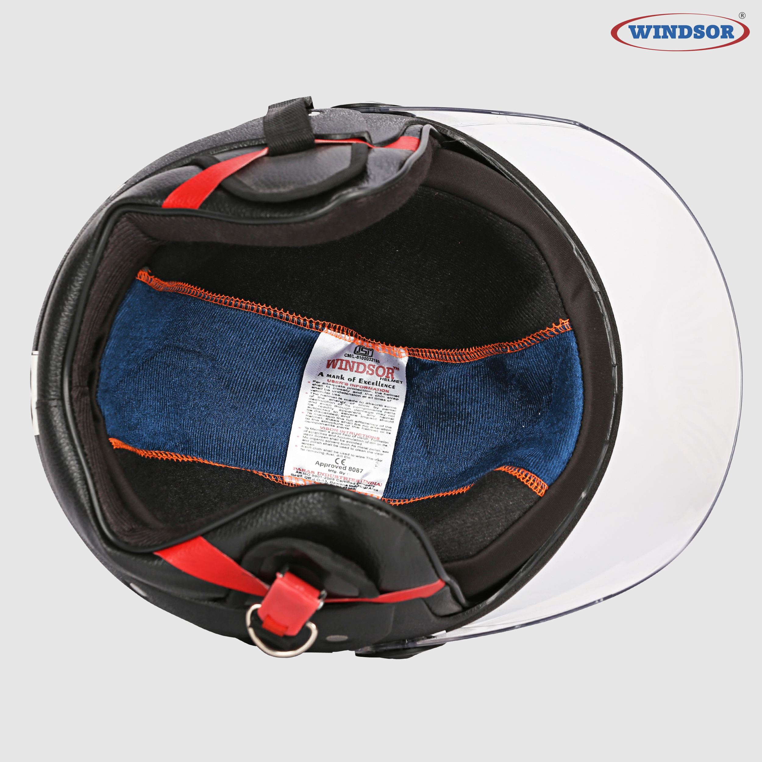 Windsor Lovely Open Face Wrinkle Helmets - Ppcp Material, 580mm Size, Black Color, Acrylic Visor | Open Face Helmet For Riding, 950g Weight