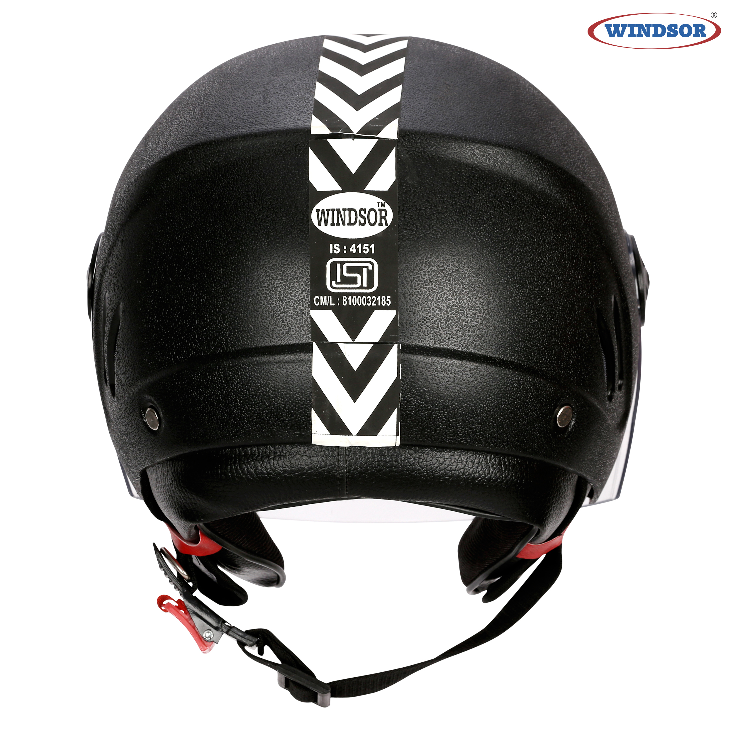 Windsor Lovely Open Face Wrinkle Helmets - Ppcp Material, 580mm Size, Black Color, Acrylic Visor | Open Face Helmet For Riding, 950g Weight