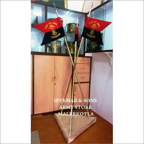 Brass Lancer Set With Flags Size: 7 Ft