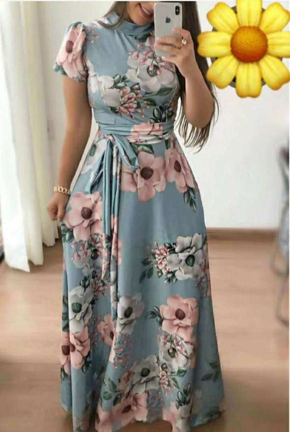 Heavy Print Gown - Heavy Crepe, Size L-40 Xl-42 Xxl-44, Length 50 Inches , Short Sleeve, Washable, Digitally Printed Design In 5 Trendy Colors