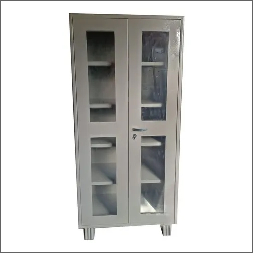 Glass Door Almirah - Iron, 36 Inch Width, Grey Color | Modern Design, Durable Indoor Office Furniture, Warranty Included