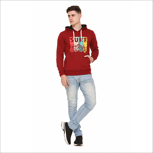 Fashion Hoodie - Cotton, Available in Multiple Sizes, Vibrant Red | Long Sleeves, Anti UV, Breathable, Quick Dry, Non Toxic, Printed Design, Modern Style