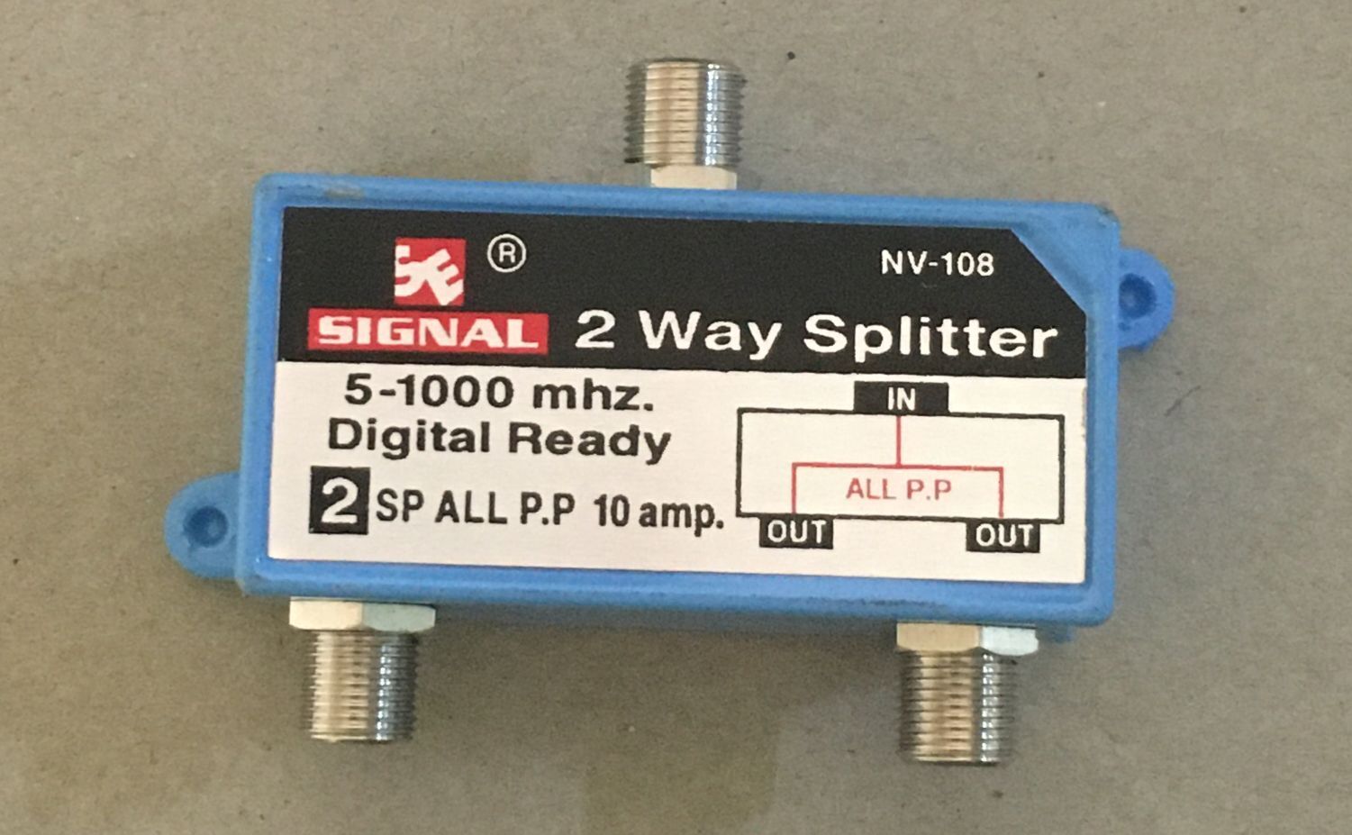 Indoor Splitter - High Quality F-type Connectors, One Port & All Port Powerpass For Cable Tv