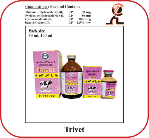 थायमिन हाइड्रोक्लोराइड-B1 ब्रांड - ट्रिवेट 100ml पशु चिकित्सा इंजेक्टेबल्स