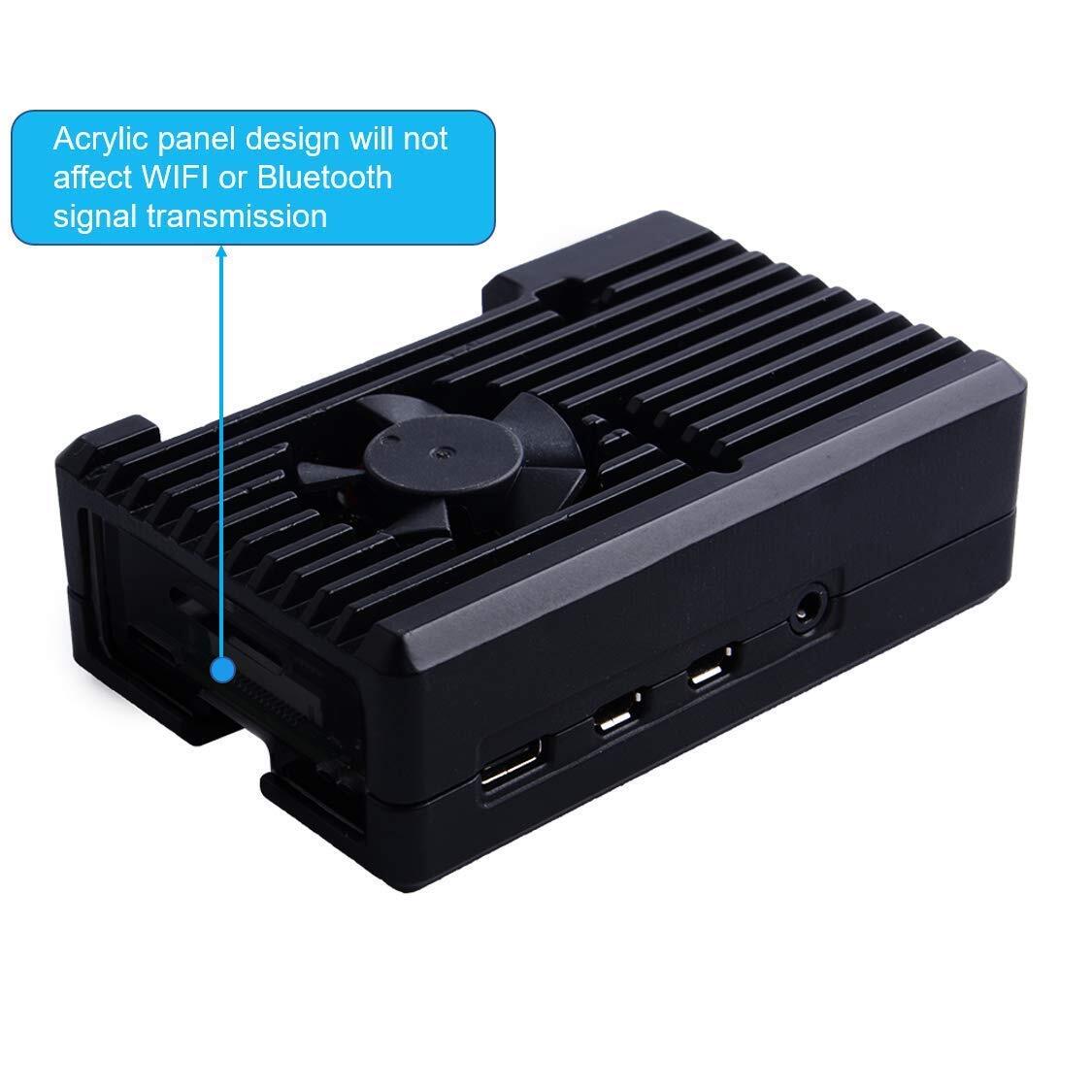 Black Raspberry Pi 4 Armor Case Passive Aluminum Alloy Case With Cooling Fan For Raspberry Pi 4 Model B