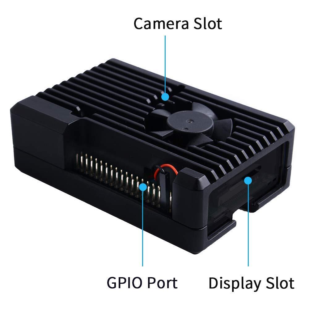 Black Raspberry Pi 4 Armor Case Passive Aluminum Alloy Case With Cooling Fan For Raspberry Pi 4 Model B