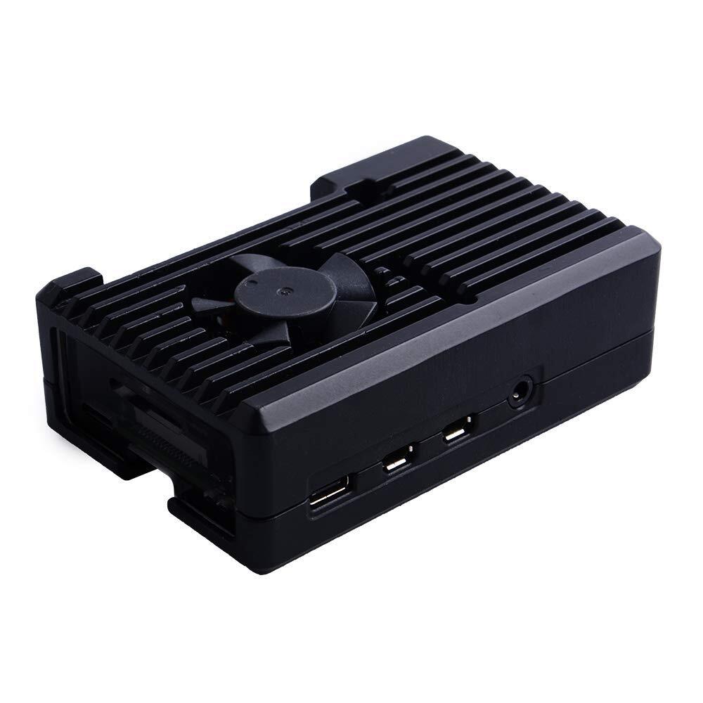 Black Raspberry Pi 4 Armor Case Passive Aluminum Alloy Case With Cooling Fan For Raspberry Pi 4 Model B