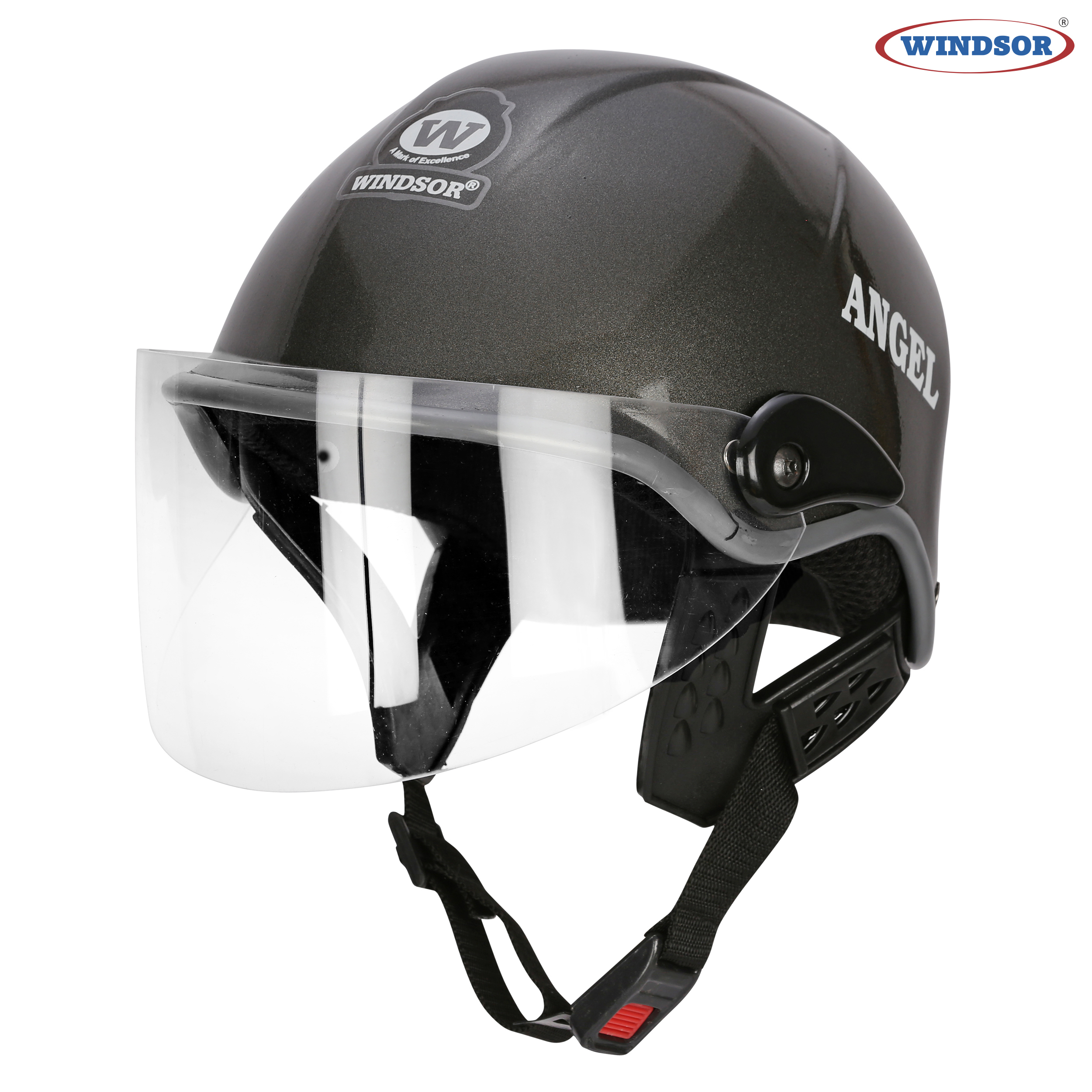 Windsor Ozee Mini Cap With Visor Painted Helmet - Ppcp, 10x8x6 Inch, Silver/silver Black/red/blue | Half Face Motorcycle Helmet For Riding, 600g Weight