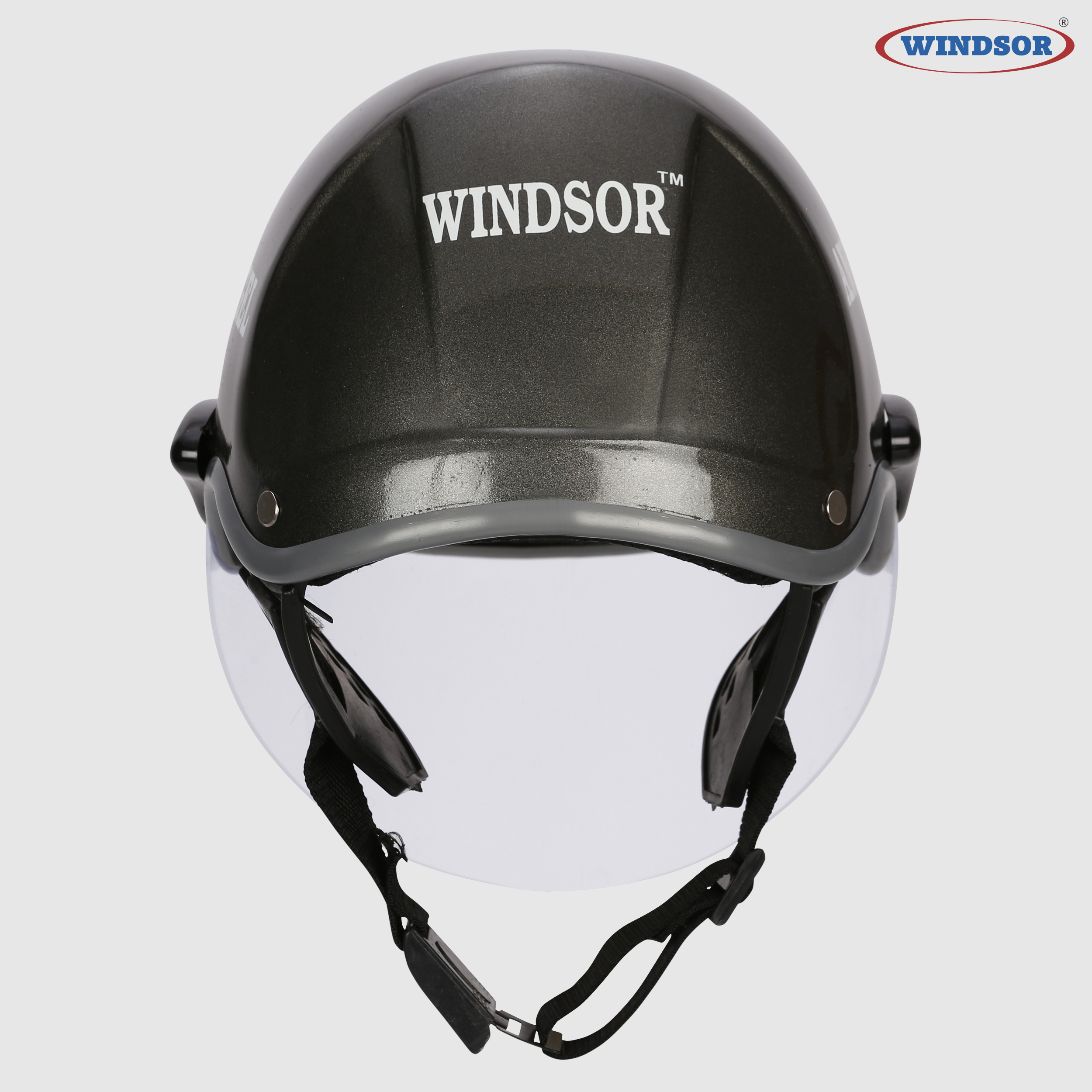 Windsor Ozee Mini Cap With Visor Painted Helmet - Ppcp, 10x8x6 Inch, Silver/silver Black/red/blue | Half Face Motorcycle Helmet For Riding, 600g Weight