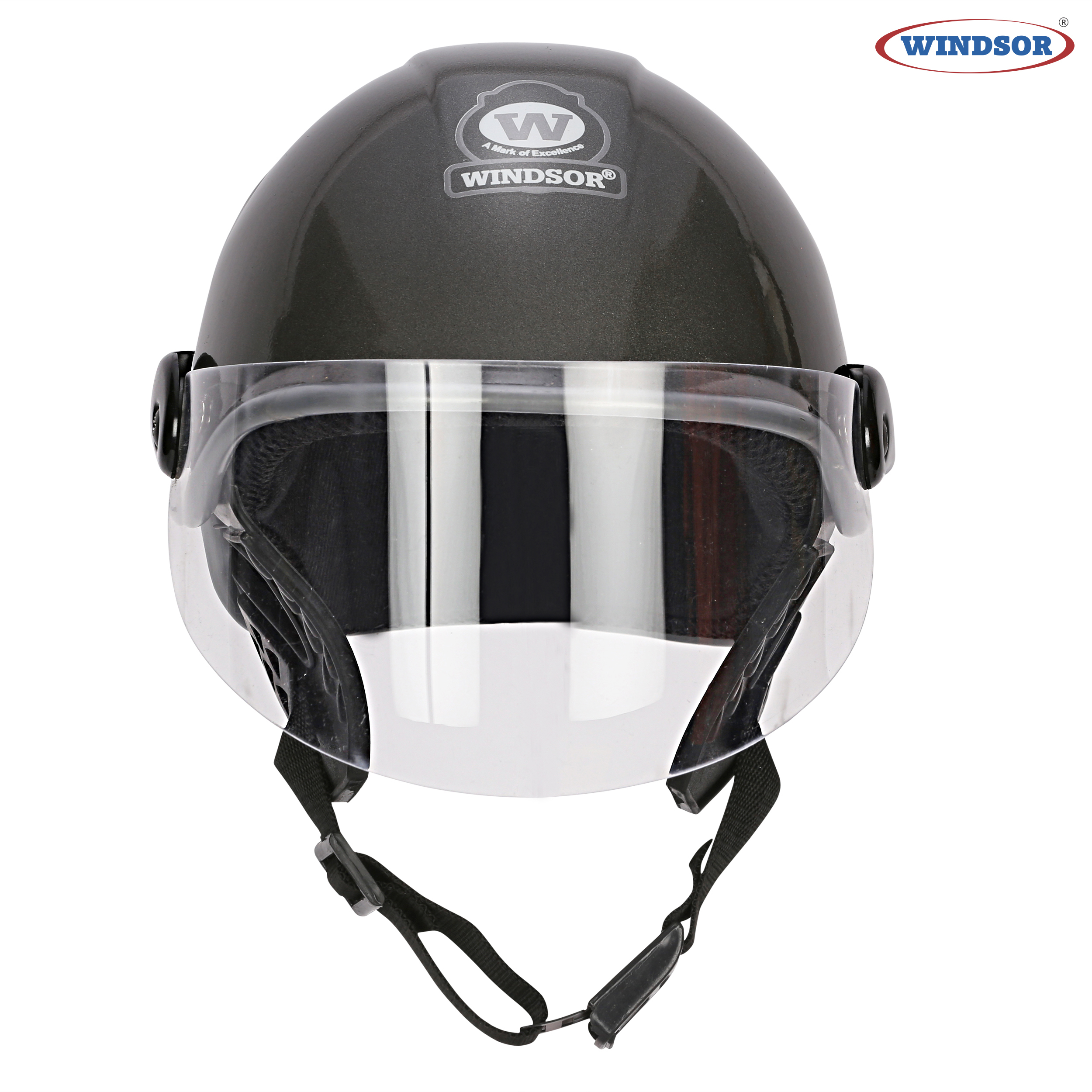 Windsor Ozee Mini Cap With Visor Painted Helmet - Ppcp, 10x8x6 Inch, Silver/silver Black/red/blue | Half Face Motorcycle Helmet For Riding, 600g Weight