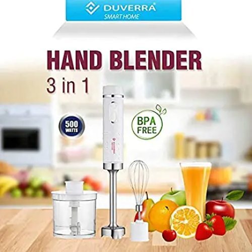 3-in-1 Immersion Hand Blender - Stainless Steel, 500ml Bpa-free Chopper, 2-speed Control | Ergonomic Design, Non-slip Grip, Easy Clean