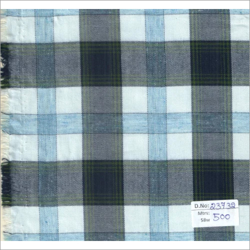 नीला 23732 58 इंच यार्न डाईड टवील चेक फ़ैब्रिक - 500 मीटर