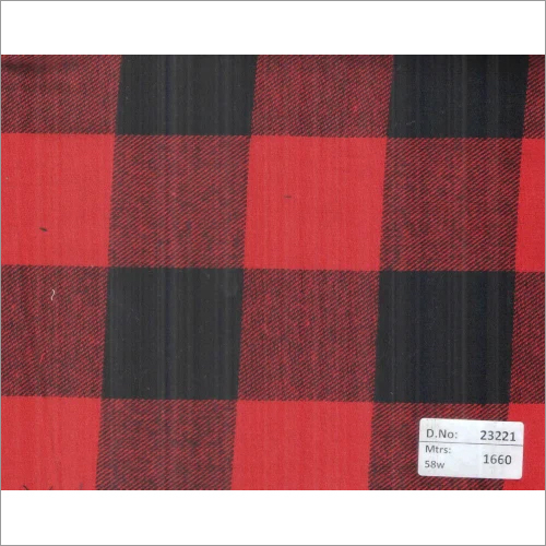 लाल और काला 23221 58 इंच यार्न डाईड टवील चेक फ़ैब्रिक - 1660 मीटर