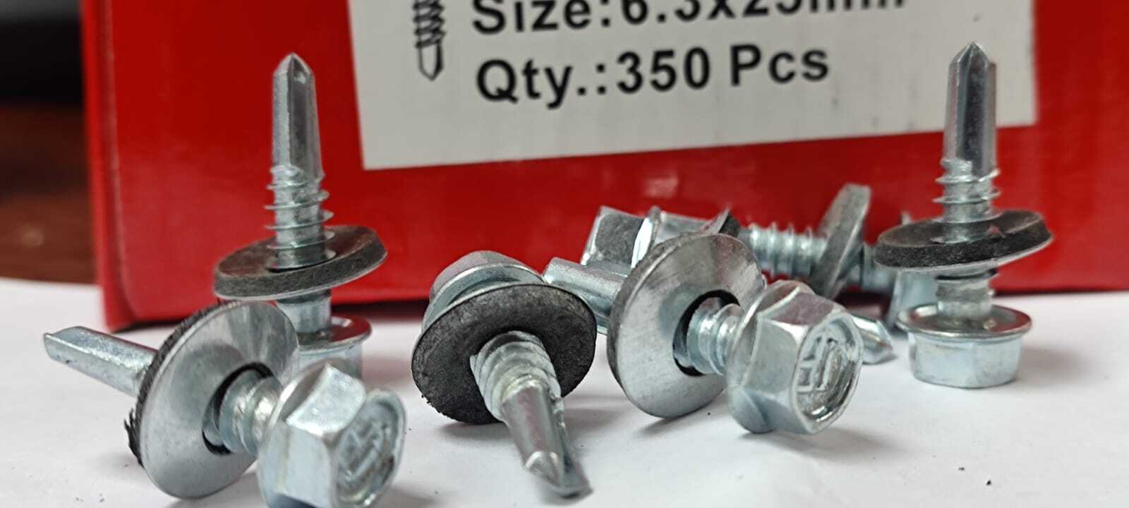 Hex Head Self Drilling Screws - Color: White Zinc