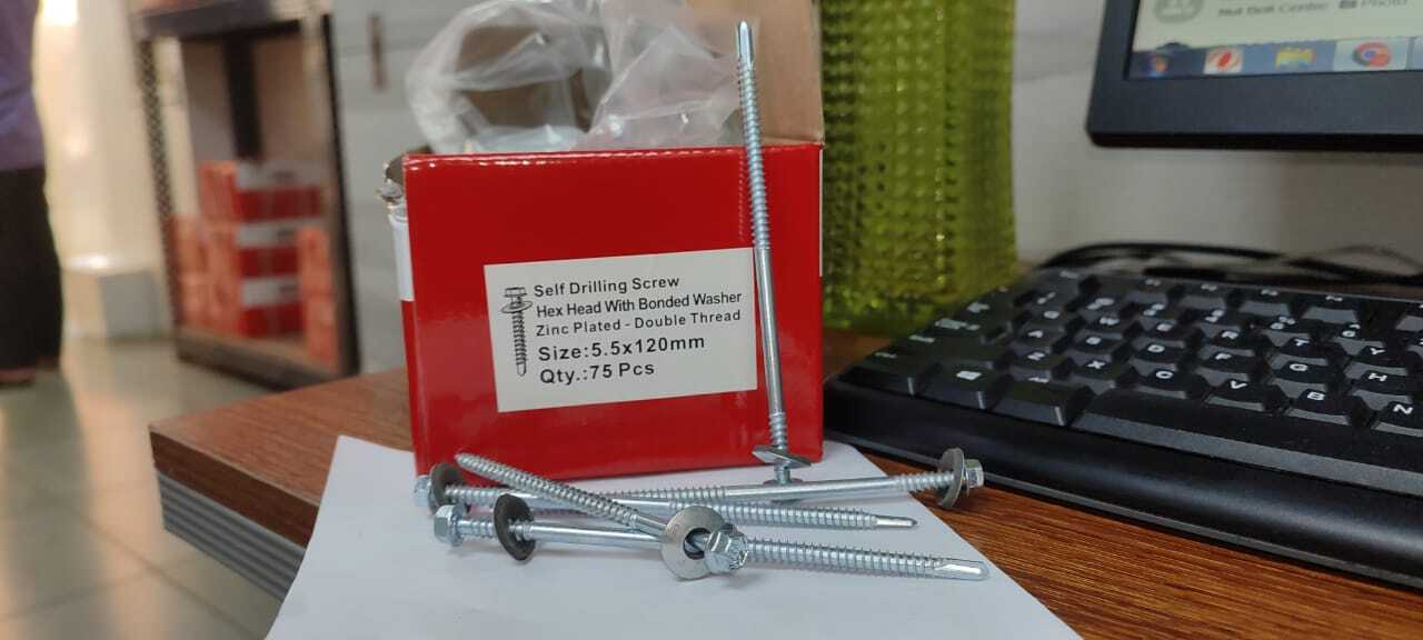 Hex Head Self Drilling Screws - Color: White Zinc