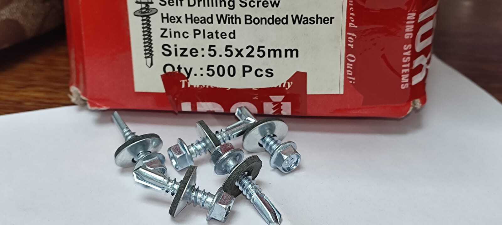 Hex Head Self Drilling Screws - Color: White Zinc