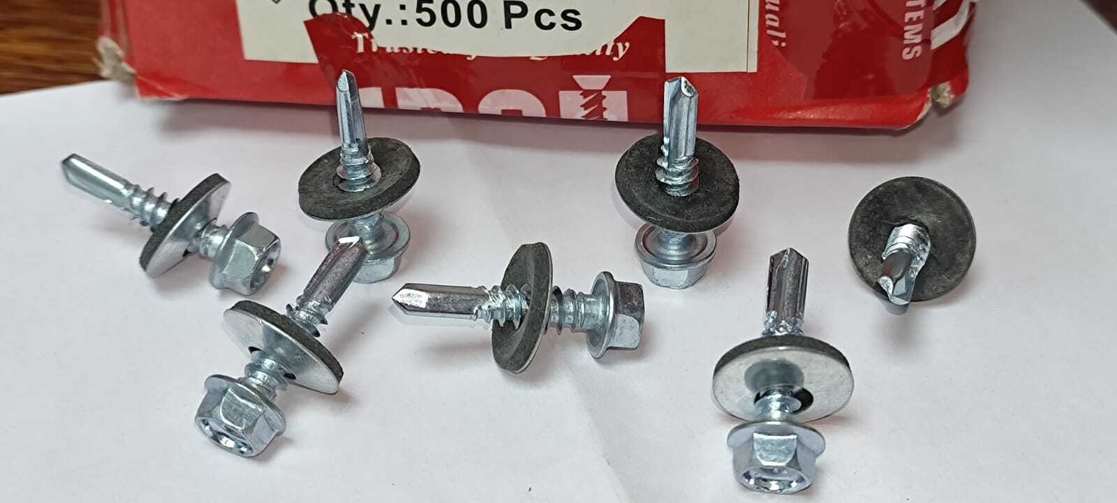 Hex Head Self Drilling Screws - Color: White Zinc