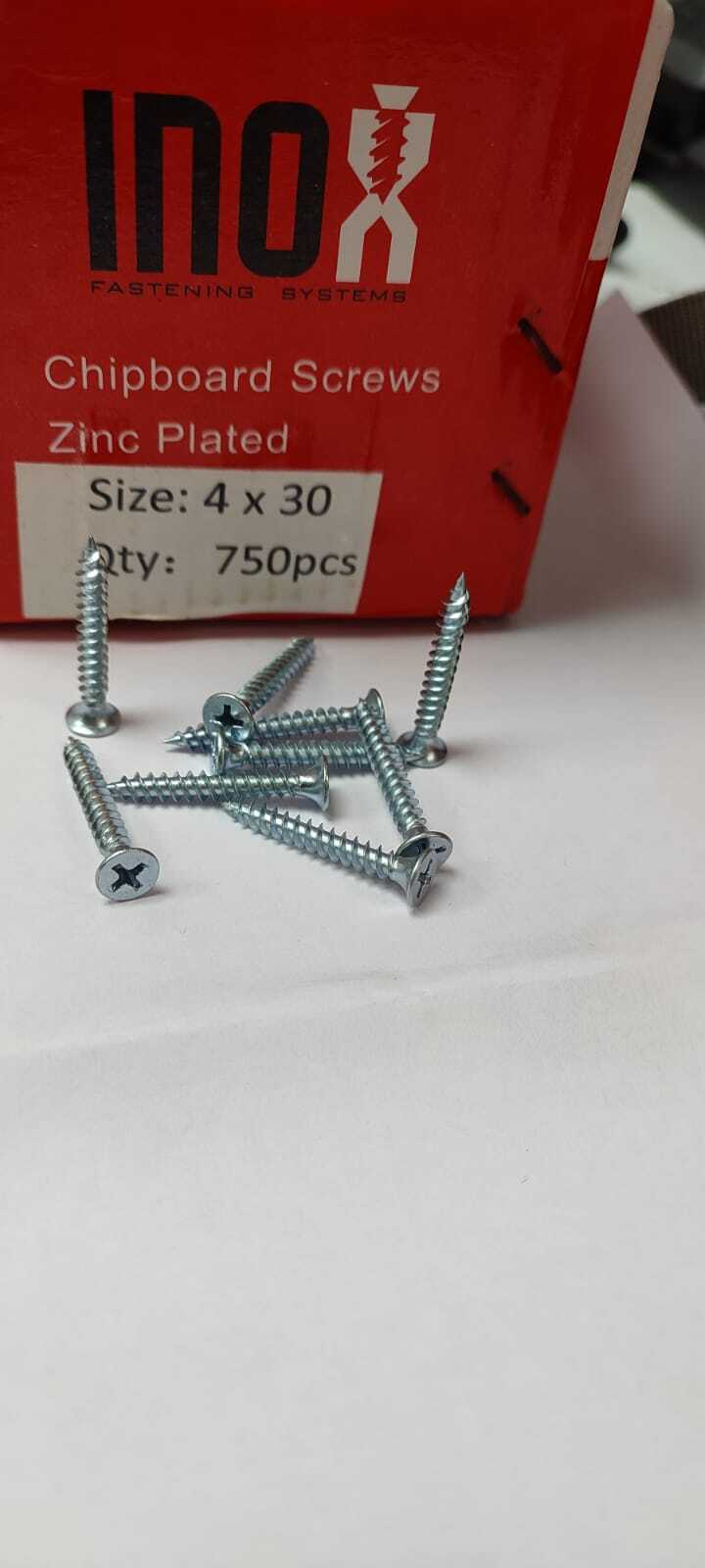 Chip Board Screws - Color: White Zinc