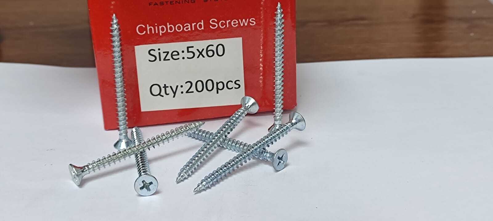 Chip Board Screws - Color: White Zinc