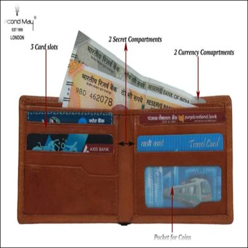 Men's Bi-fold Leather Wallet - Tan Leather, Brown Color | Industrial Usage, Premium Quality Design