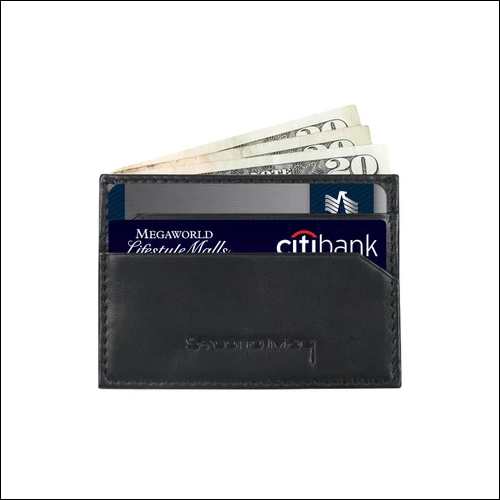 Slim Leather Wallet - Handmade Design, Black Color | Unisex Usage For Industrial Needs