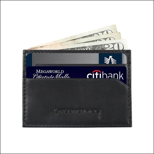 Slim Leather Wallet - Handmade Design, Black Color | Unisex Usage For Industrial Needs